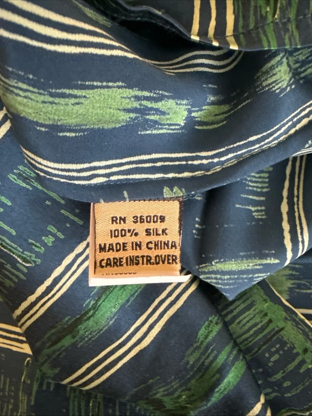 Calvin Klein Silk Button Up Blouse Green Stripes Quiet Luxury Oversized Medium